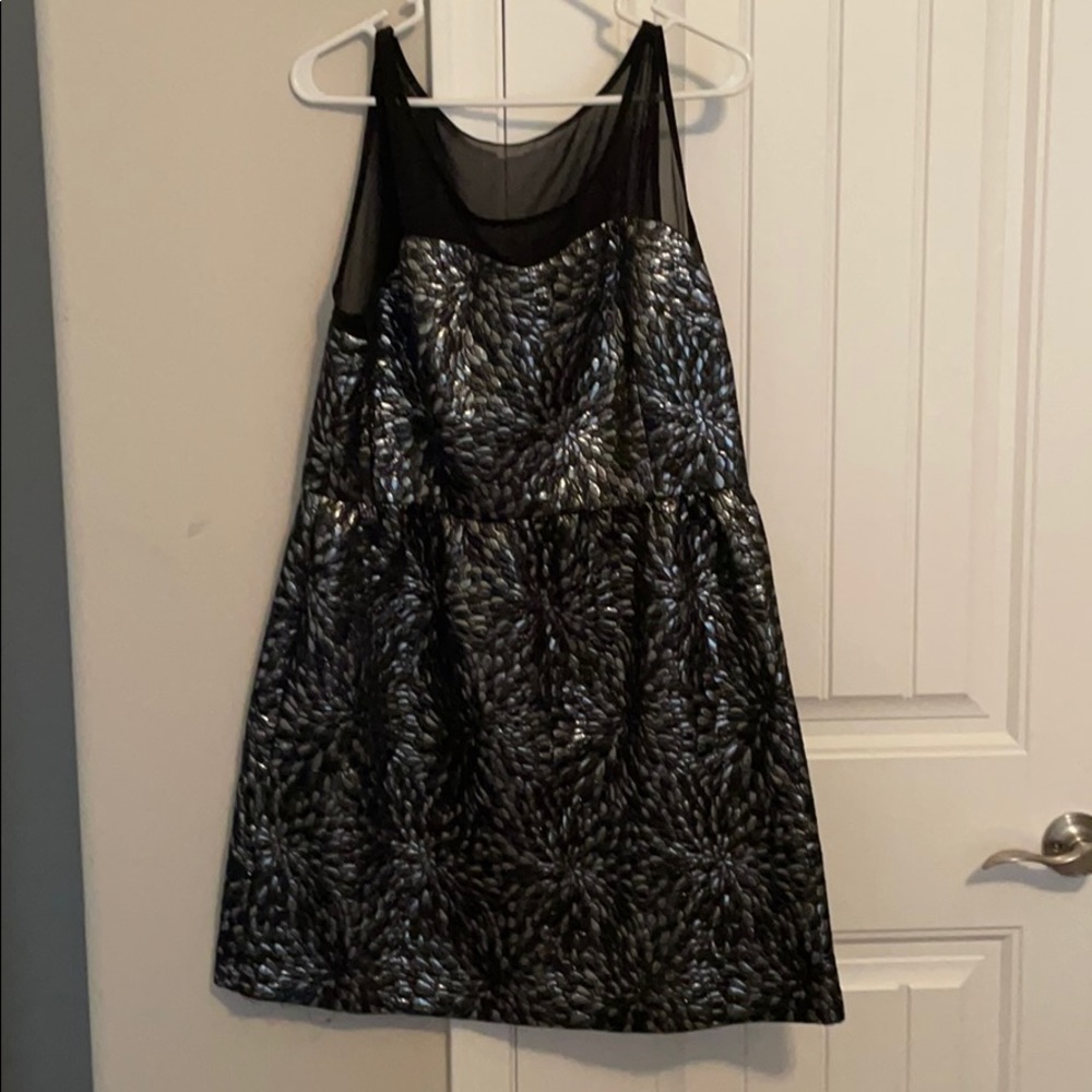 Black and silver lace top dress